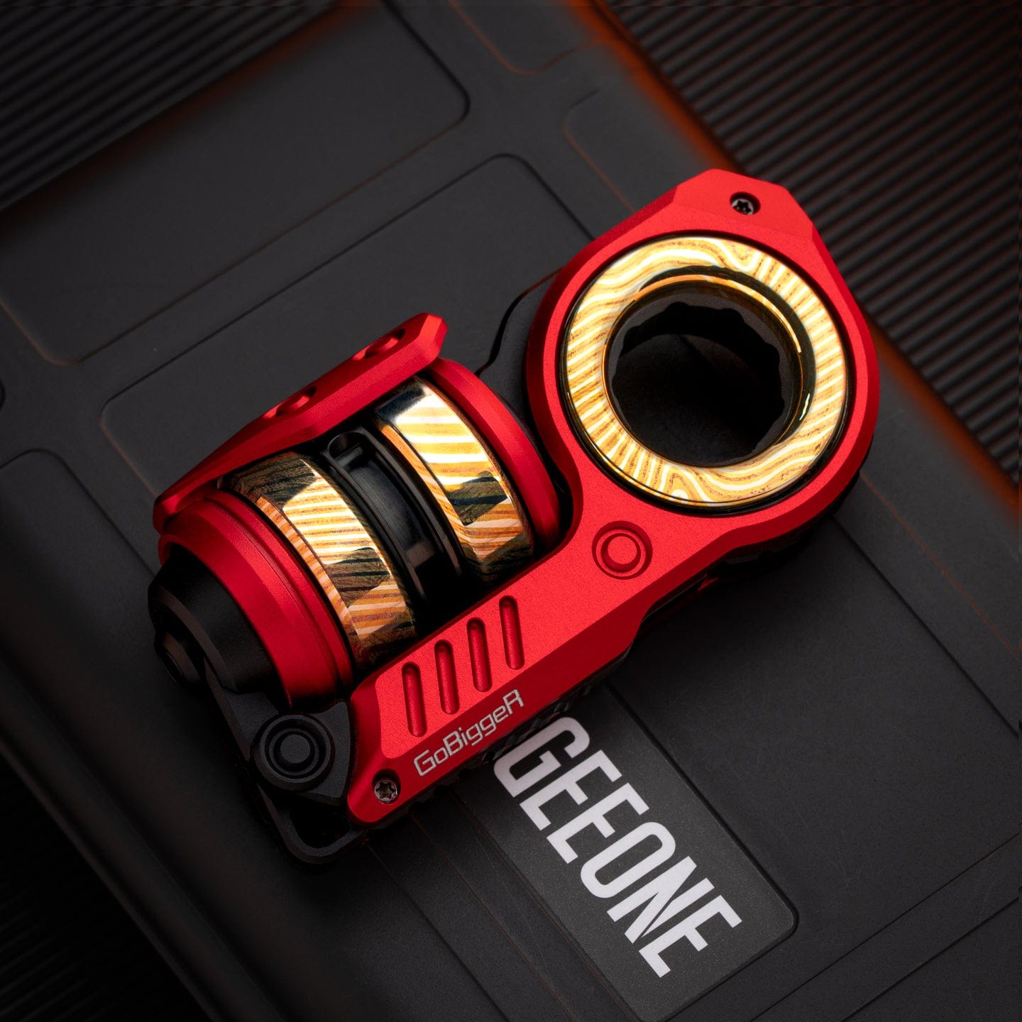 GoBiggeR Fidget Slider Sinian Lite (Youth Edition) Sinian (DIY version) / Aluminum black&red + Titanium rotor + Polished Mokume (4parts)