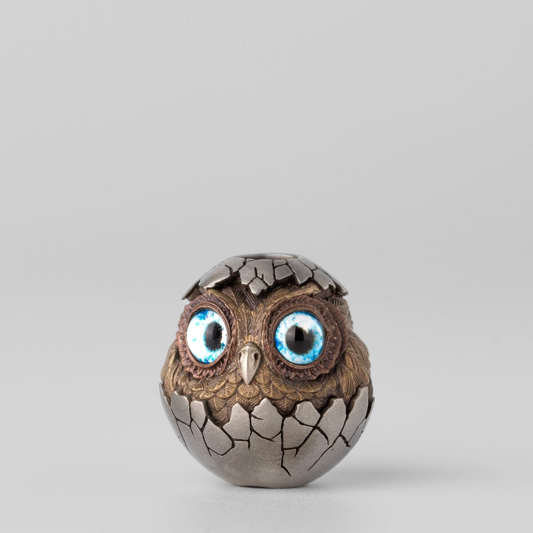 HERO Pendants Owl (eggshell) Lanyard Bead Brass+Cupronickel (blue eyes)